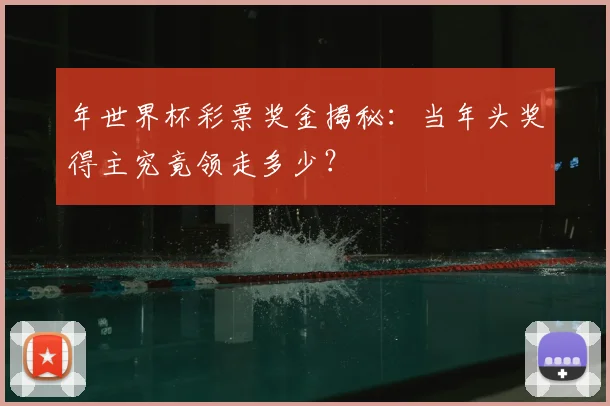 年世界杯彩票奖金揭秘:当年头奖得主究竟领走多少?